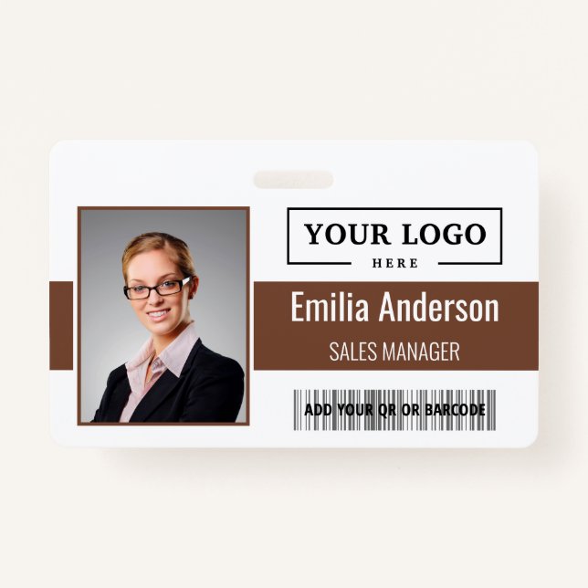 Tarjeta De Identificación Personalizado Logotipo comercial Código de barras  (Anverso)