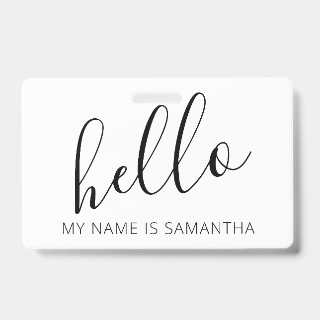 Tarjeta De Identificación Personalizado Modern Hello Name (Parte frontal)