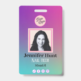 Tarjeta De Identificación Personalizado Multicolor Foto minimalista elegante