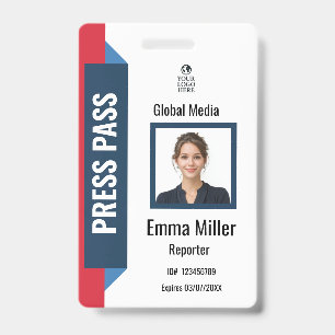 Tarjeta De Identificación Personalizado Naval y Red Media Pass   Insignia de