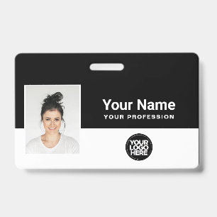 Tarjeta De Identificación Personalizado Negro Empleado Código de barras fot