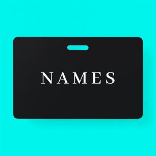 Tarjeta De Identificación Personalizado negro simple Añadir su nombre elegan