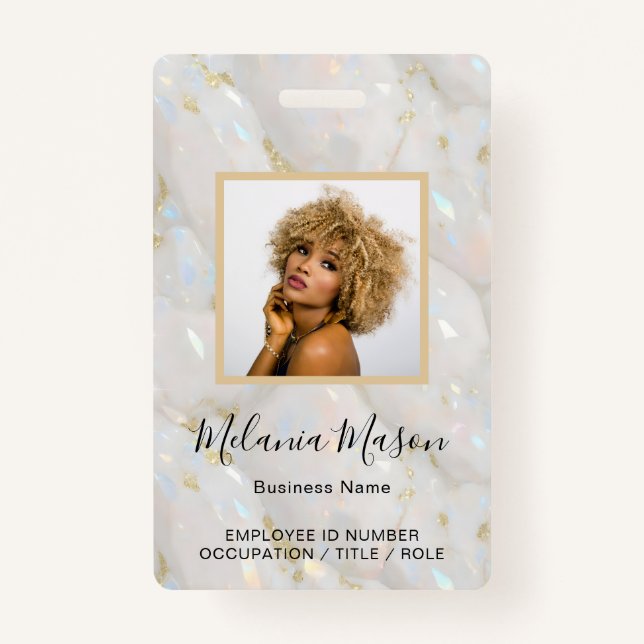 Tarjeta De Identificación Personalizado Nombre de la foto Holographic Faux O (Anverso)