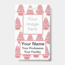 Personalizado Pink Ceramic Xmas Trees Badge