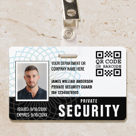 Tarjeta De Identificación Personalizado Privado Security Guard ID Foto Black