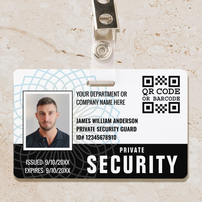 Tarjeta De Identificación Personalizado Privado Security Guard ID Foto Black (Subido por el creador)