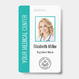 Tarjeta De Identificación Personalizado profesional médico Foto y texto Verd