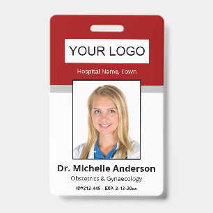 Tarjeta De Identificación Personalizado Profesional Médico Red Photo Identi