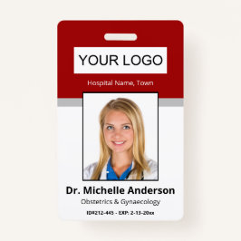 Tarjeta De Identificación Personalizado Profesional Médico Red Photo Identit