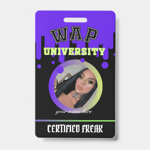 Tarjeta De Identificación Personalizado púrpura y verde WAP ID freak de Car