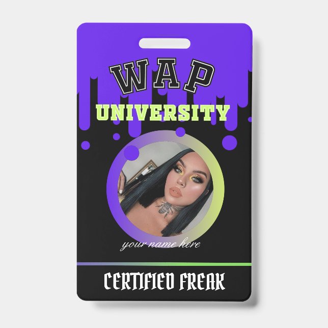 Tarjeta De Identificación Personalizado púrpura y verde WAP ID freak de Card (Parte frontal)
