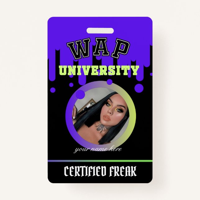 Tarjeta De Identificación Personalizado púrpura y verde WAP ID freak de Card (Anverso)
