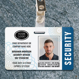 Tarjeta De Identificación Personalizado responsable de seguridad ID Foto Azu