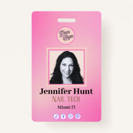 Tarjeta De Identificación Personalizado rosado Foto elegante simple minimali