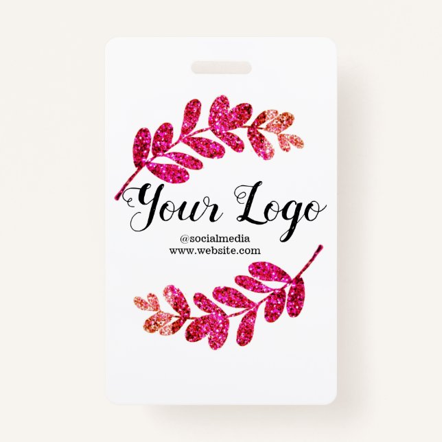 Tarjeta De Identificación personalizado simple hojas negras púrpura azul aña (Anverso)