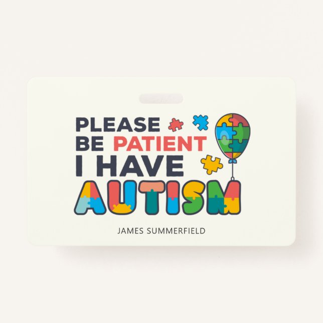 Tarjeta De Identificación Personalizado Tengo Autismo (Anverso)