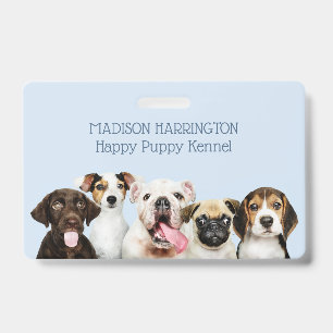 Tarjeta De Identificación Personalizado texto Cute Puppies