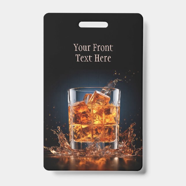 Tarjeta De Identificación Personalizado Texto Whiskey Sobre Las Rocas (Anverso)