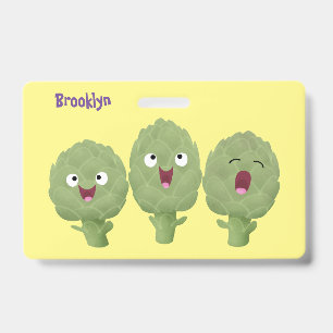 Tarjeta De Identificación Personalizado vegetal de alcachofas de canto lindo