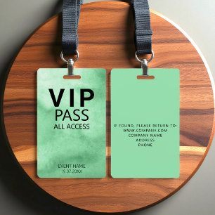 Tarjeta De Identificación Personalizado VIP All Access Event Green Badge