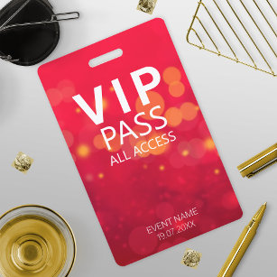 Tarjeta De Identificación Personalizado VIP All Access Event Red Badge