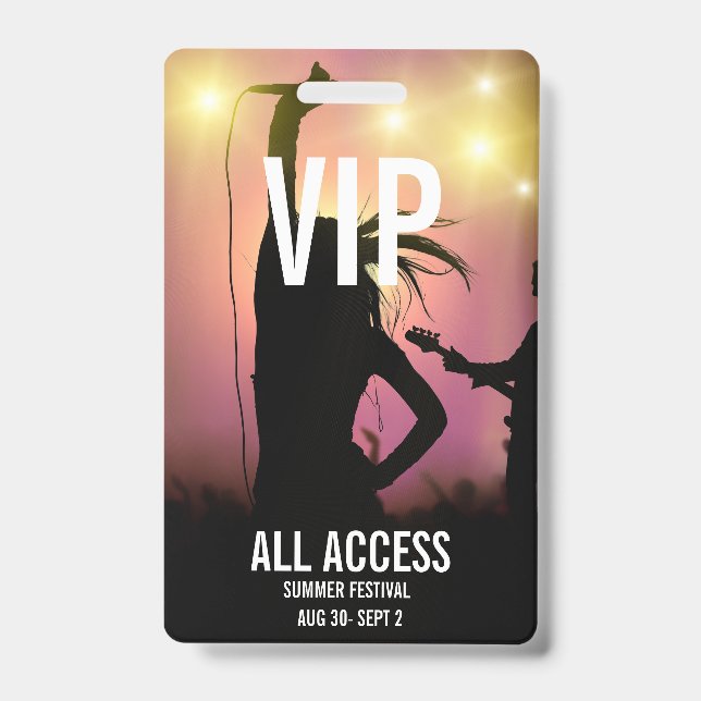 Tarjeta De Identificación Personalizado VIP Concierto de acceso completo pas (Anverso)