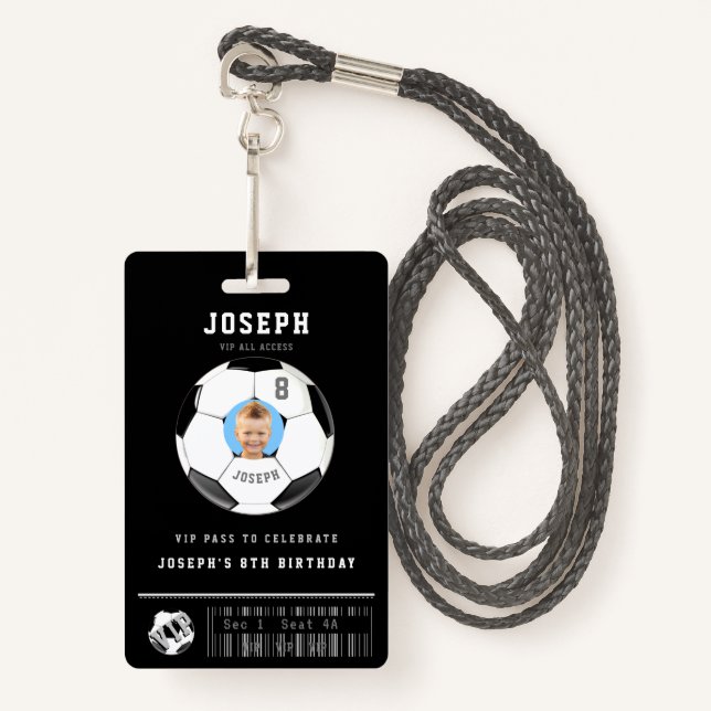 Tarjeta De Identificación PERSONALIZADO VIP de paso de fútbol foto Fiesta de (Anverso son cordón)