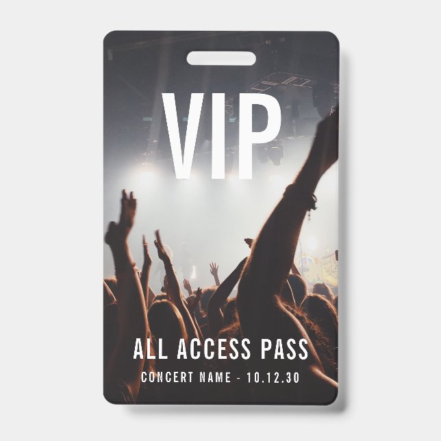 Tarjeta De Identificación Personalizado VIP Evento Concierto de pase de acce (Anverso)