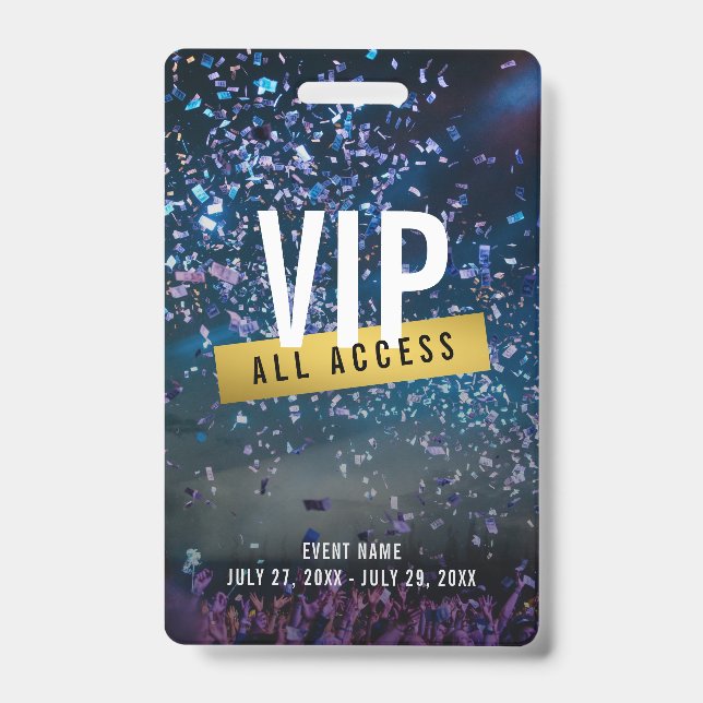 Tarjeta De Identificación Personalizado VIP Gold All Access Concert Badge (Parte frontal)
