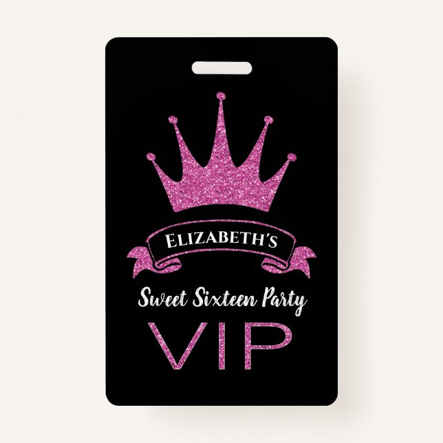 Tarjeta De Identificación Personalizado VIP Purpurina rosa Girly Sweet Dieci (Reverso)