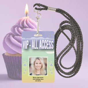 Tarjeta De Identificación Personalizado VIP Todo Acceso Dulce Dieciséis