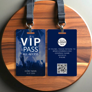 Tarjeta De Identificación Personalizado VIP Todo Acceso Evento de código QR 