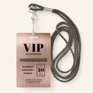 Tarjeta De Identificación Personalizado VIP Todo Acceso Rosa Oro