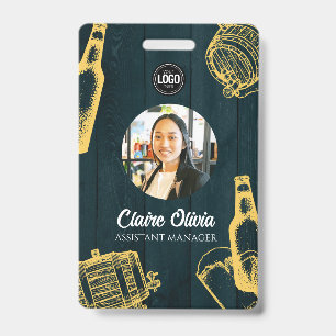 Tarjeta De Identificación Personalizar tema de cervecería verde oscuro