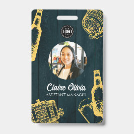 Tarjeta De Identificación Personalizar tema de cervecería verde oscuro