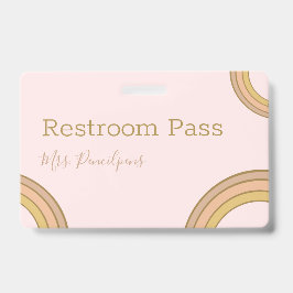 Tarjeta De Identificación Personalized Boho Rainbow Hall Pass Pink