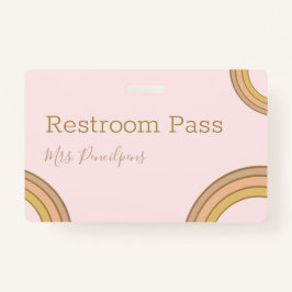 Tarjeta De Identificación Personalized Boho Rainbow Hall Pass Pink