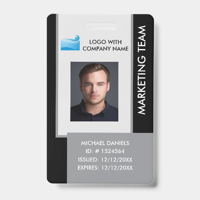 Tarjeta De Identificación Personalized Corporate Employee ID Badge black (Anverso)