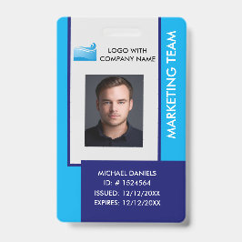 Tarjeta De Identificación Personalized Corporate Employee ID Badge Blue