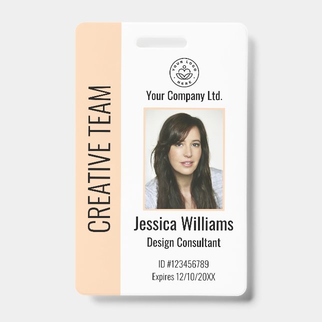 Tarjeta De Identificación Personalized Corporate Employee ID Badge Peach (Parte frontal)