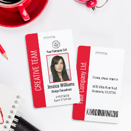 Tarjeta De Identificación Personalized Corporate Employee ID Badge Red