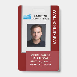 Tarjeta De Identificación Personalized Corporate Employee ID Badge Red