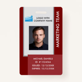 Tarjeta De Identificación Personalized Corporate Employee ID Badge Red