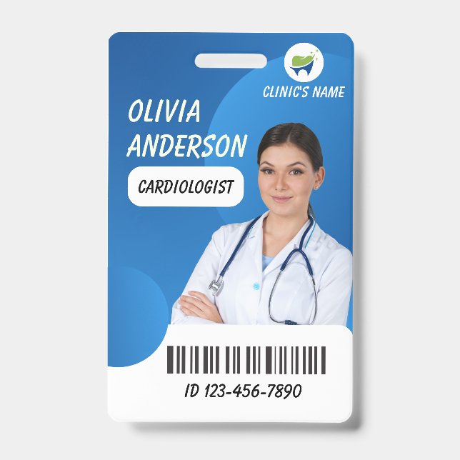 Tarjeta De Identificación Personalized Hospital Employee Logo & Photo ID  (Parte frontal)