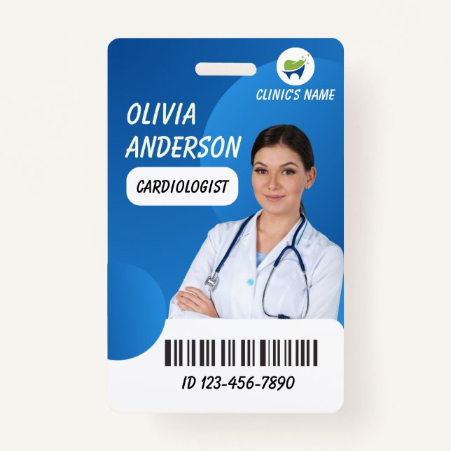 Tarjeta De Identificación Personalized Hospital Employee Logo & Photo ID  (Anverso)