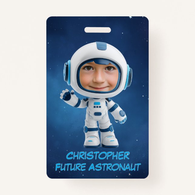 Tarjeta De Identificación Personalized Kids Astronaut Emergency Contact (Anverso)