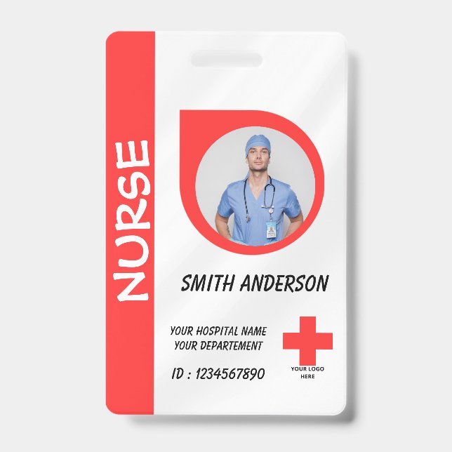 Tarjeta De Identificación Personalized Nurse ID Badge for Hospital Staff (Parte frontal)