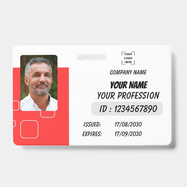 Tarjeta De Identificación Personalized Photo ID Business Badge (Parte frontal)