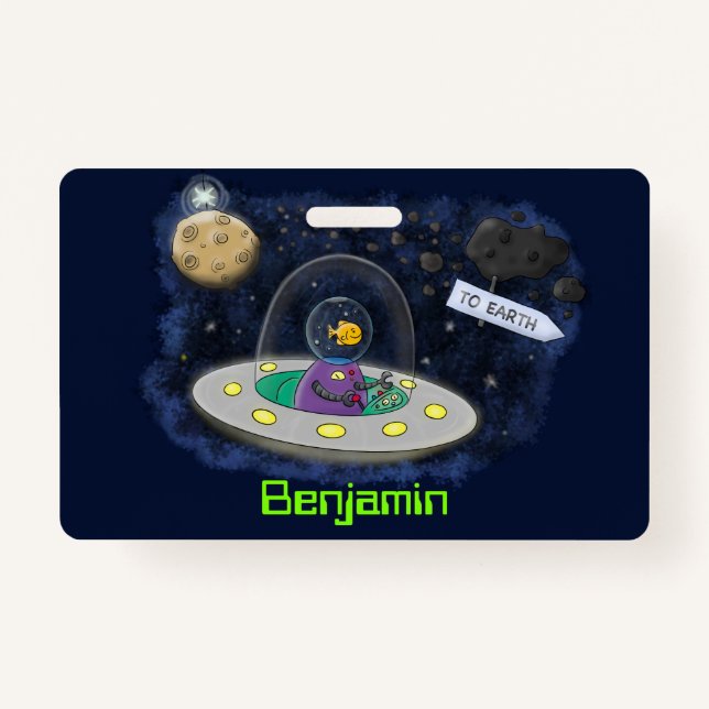 Tarjeta De Identificación Pescado alegre lindo del ilustracion del personali (Anverso)