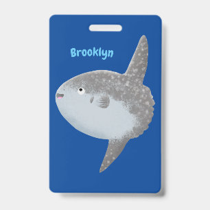 Tarjeta De Identificación Pez luna mola mola dibujo animado lindo